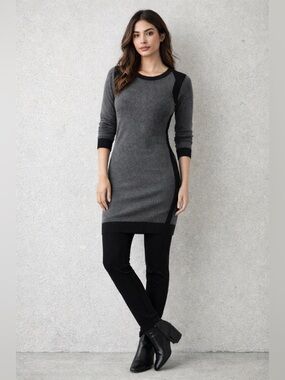 French Connection Black & Grey Sweater Dress Size 2 Knit Bodycon - Y2K Preppy